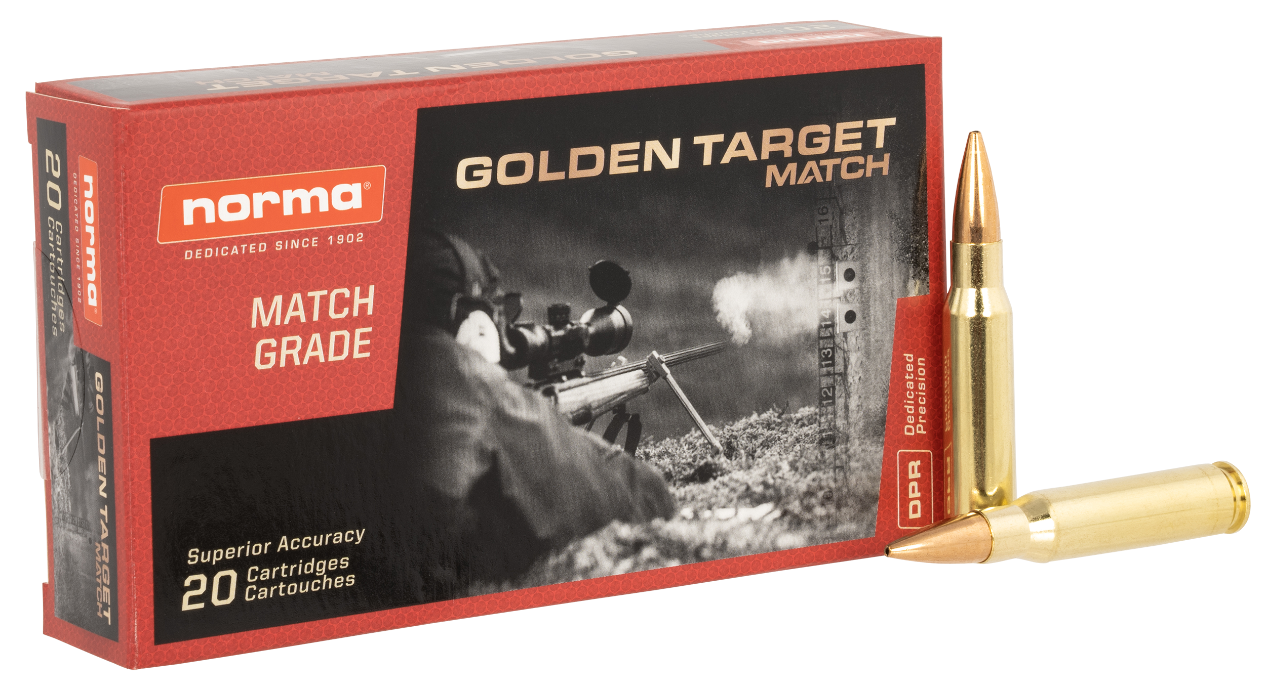 Norma Ammunition 10177432 Dedicated Precision Golden Target Match 308Win 168gr BTHP 20 Rounds