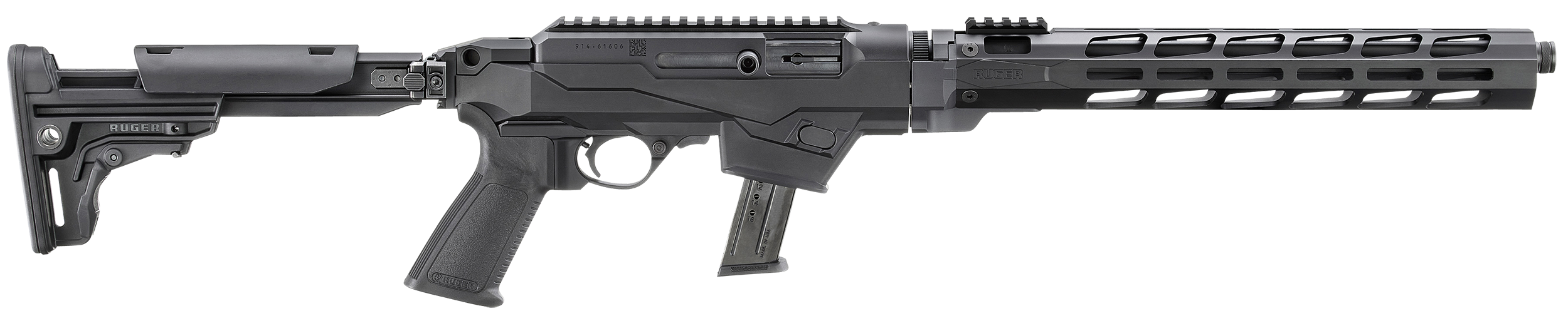 Ruger 19140 PC Carbine  9mm Luger 17+1 16.12" Threaded/Fluted Barrel, Black, Reversible Folding Stock, M-LOK Handguard, Optics Mount