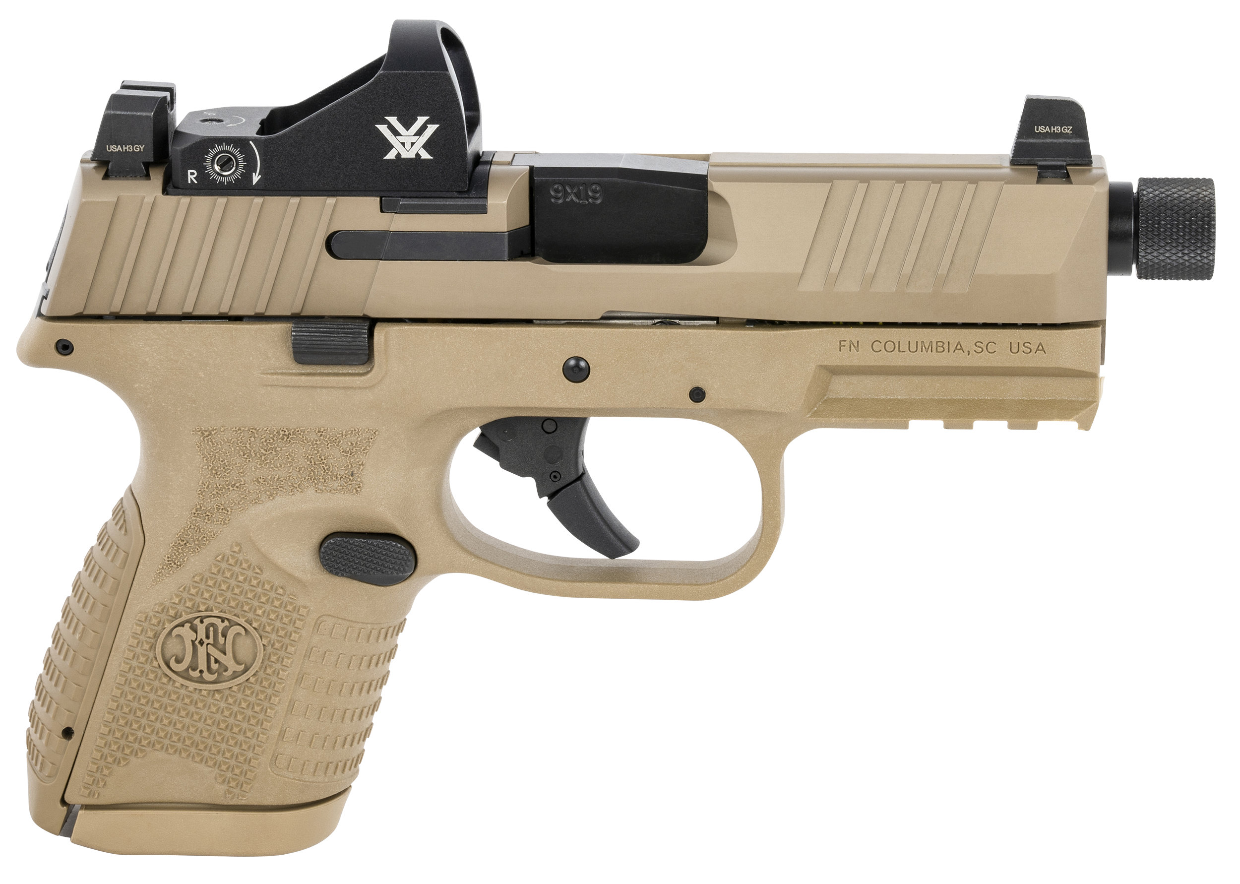 FN 509 Compact Tactical 9mm Luger 4.32" 10+1 Flat Dark Earth Night Sights Viper Red Dot