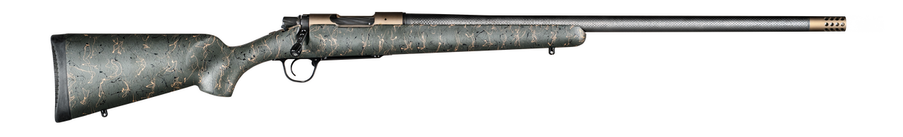 Christensen Arms 8010602001 Ridgeline  6.5 Creedmoor 4+1 20" Carbon Fiber/Threaded Barrel, Burnt Bronze Cerakote, Green with Black/Tan Webbing Stock
