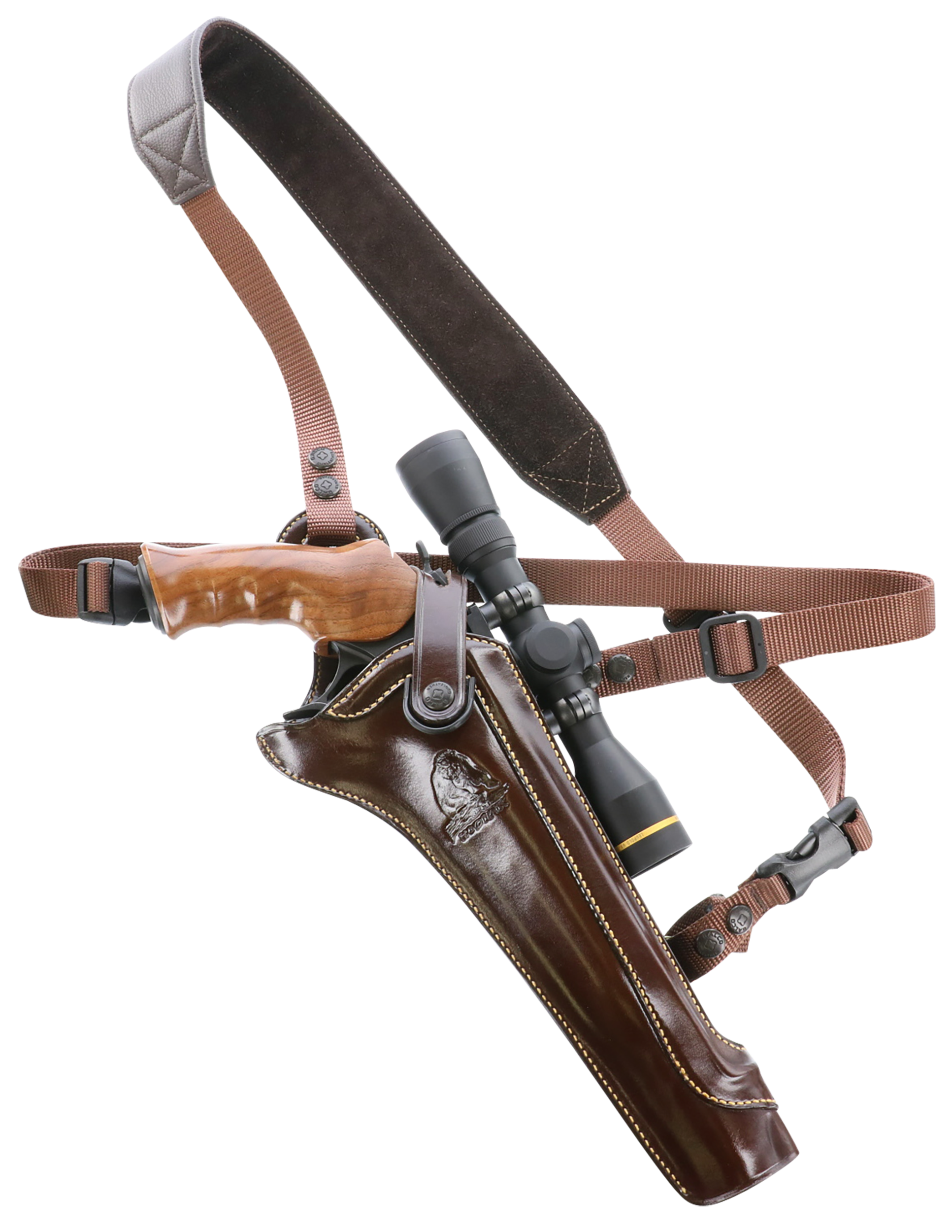 Galco KH130H Kodiak Hunter Chest Holster Havana Brown Leather Shoulder/Torso Strap Fits S&W N Frame Fits Ruger Blackhawk 7.50" Right Hand
