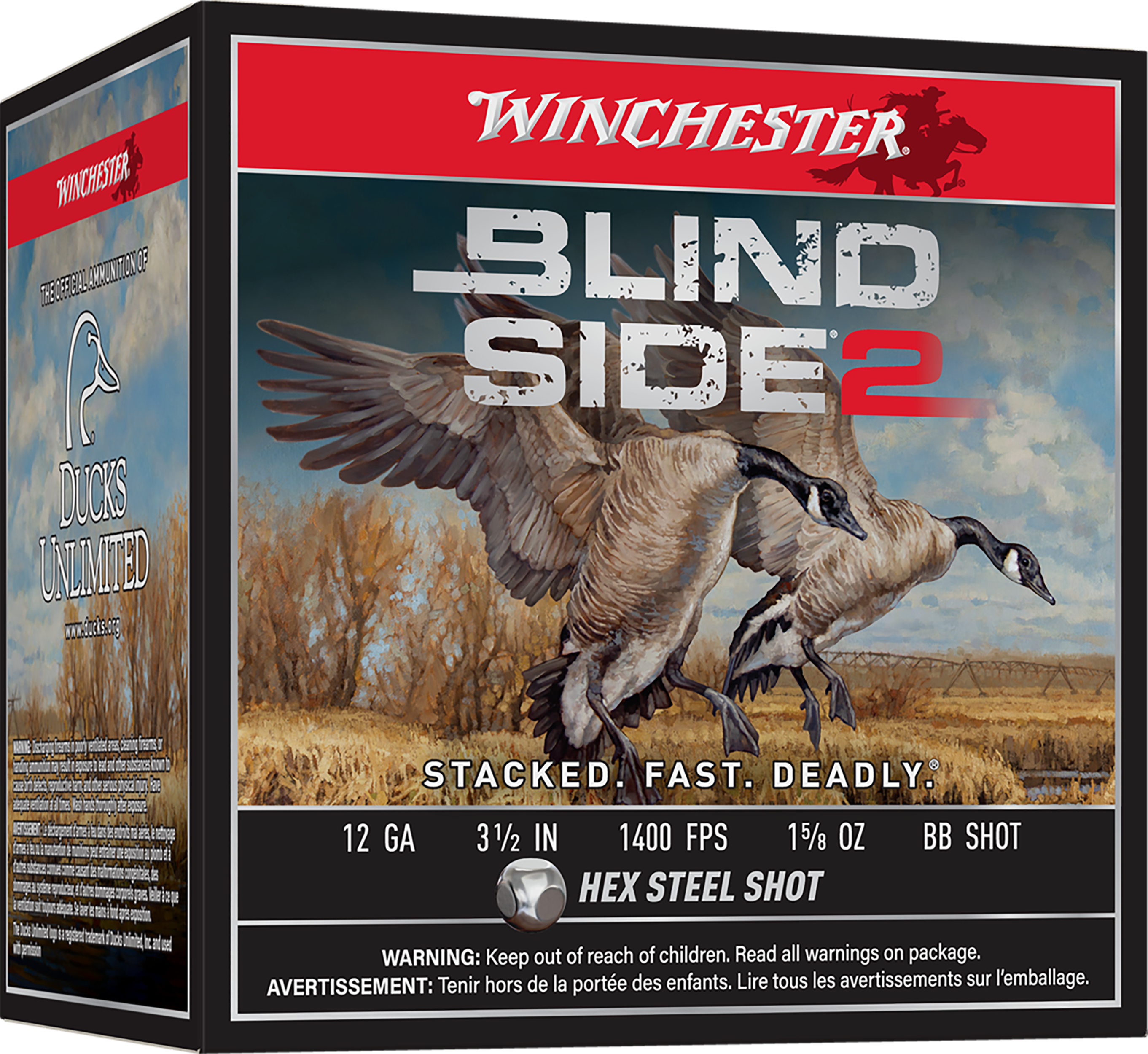 Winchester Blind Side 2 Shotgun Ammo 12 ga. 3.5 in. 1 5/8 oz. HV BB Shot 25 rd.