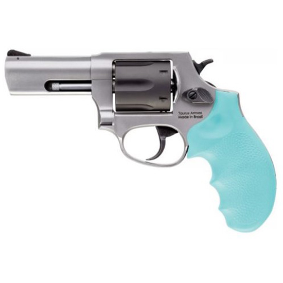 Taurus Defender 856 38 Special 3 Inch 6 Rounds Cyan Hogue Grip Stainless Steel