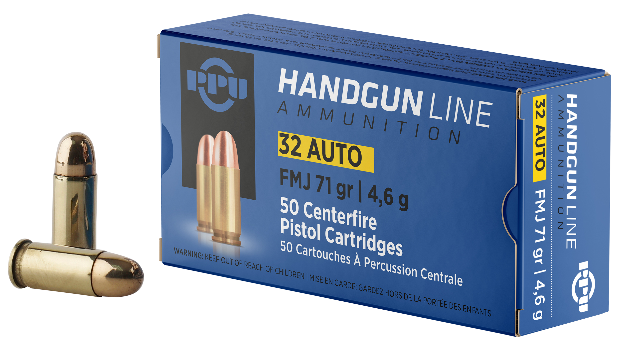 PPU PPH32AF Handgun  32ACP 71gr Full Metal Jacket 50 Rounds