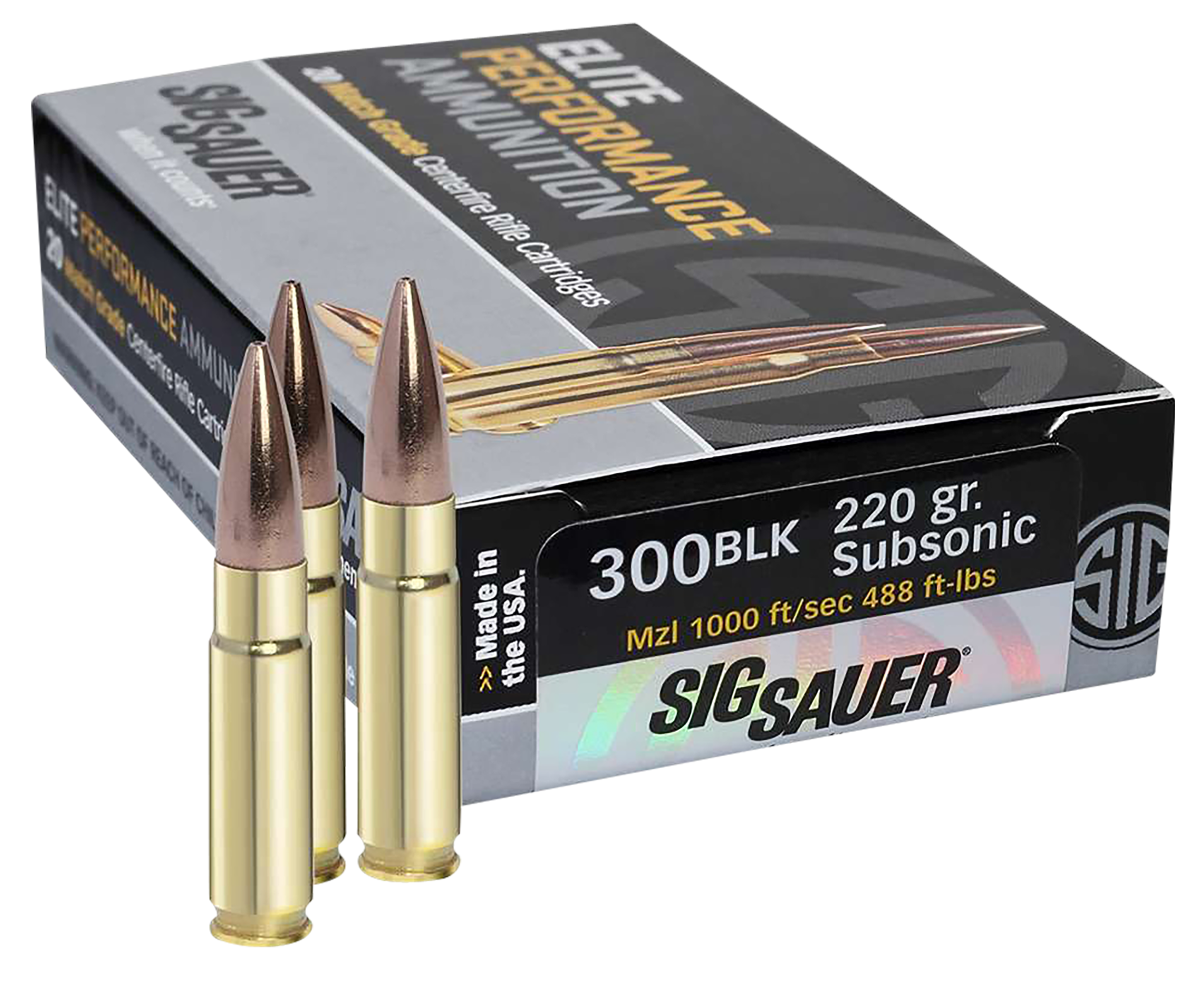 Sig Sauer E300A220 Elite Match Grade  300Blackout 220gr Open Tip Match 20 Rounds