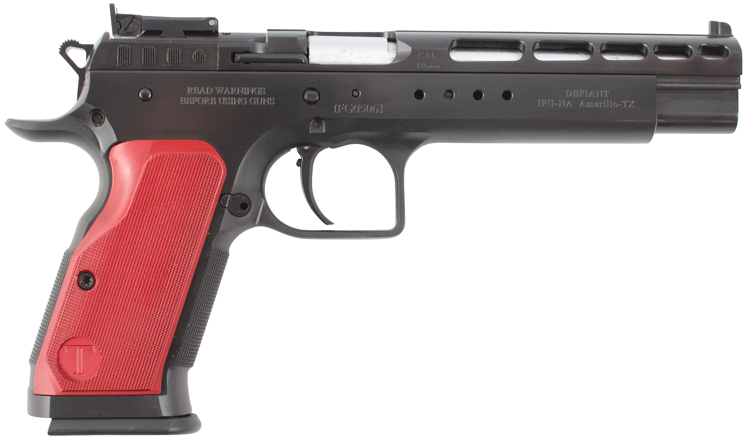 Tanfoglio TFGOLDM10OR Gold Match  10mm Auto 14+1, 6" Blued Polygonal Rifled Barrel, Blued Optic Ready/Ported/Serrated Steel Slide, Blued Steel Frame w/Beavertail