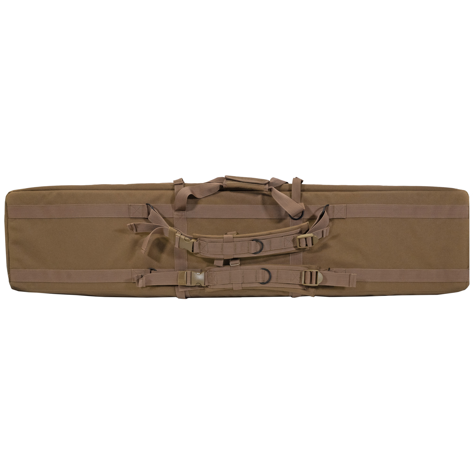 GPS Bags DRC55FDE Double Rifle Case Flat Dark Earth 600D Polyester w/ 2 Padded Pistol Sleeves MOLLE Webbing & Lockable Zippers - DRC55FDE - 888151032251