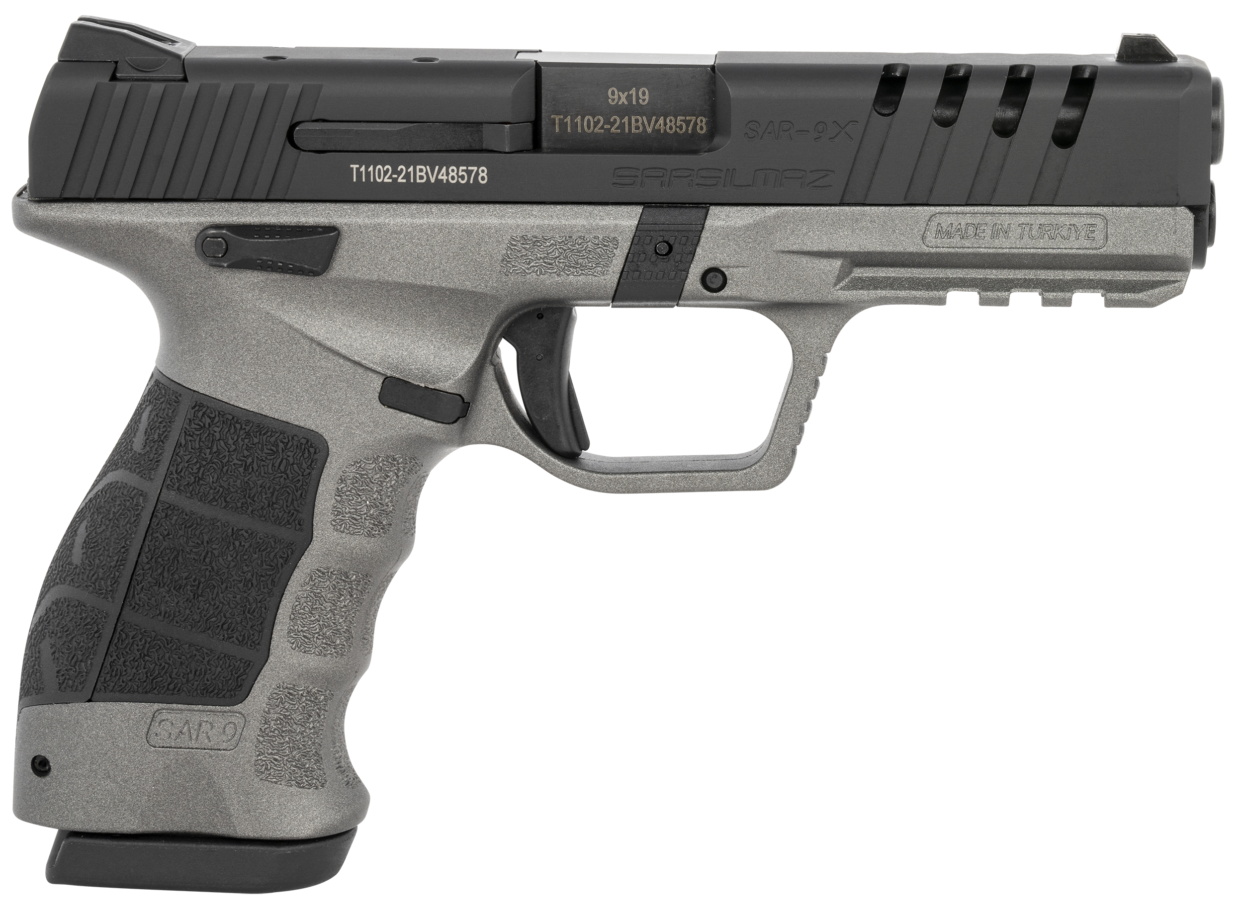 Sar USA SAR9XCKBL SAR9X  9mm Luger 4.40" 17+1, 19+1 (2) Platinum Cerakote Polymer Frame Black Cerakote Steel Slide Black Polymer Grip