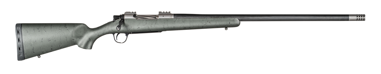 Christensen Arms 8010800202 Summit TI  Full Size 300 PRC 3+1, 26" Natural Titanium Steel Threaded Barrel, Natural Titanium Aluminum Receiver, Green w/Black Webbing Fixed Sporter Stock