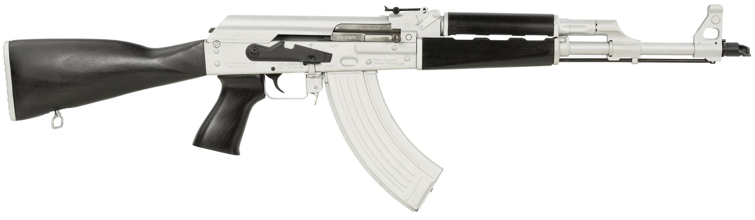 Zastava ZPAPM70 7.62x39 16.3" 30 Rounds Silver Cerakote Hardwood Furniture