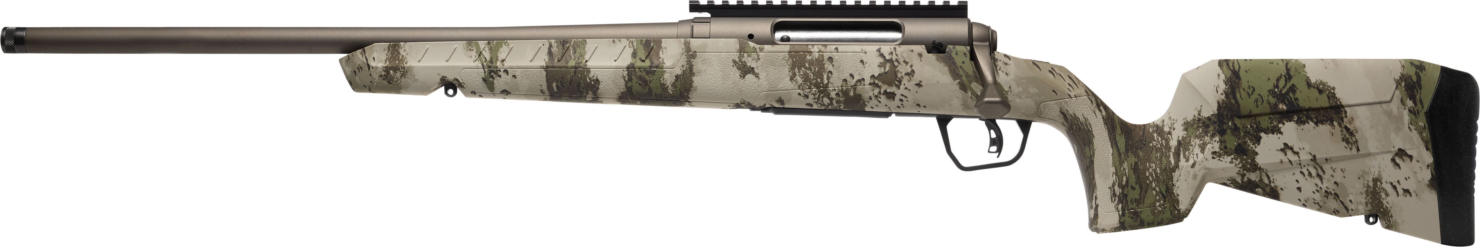 Savage Axis 2 Pro Compact 243 Win 20 Inch 4 Round Gun Metal Bronze Cerakote Woodland Camo - 32309 - 011356323095