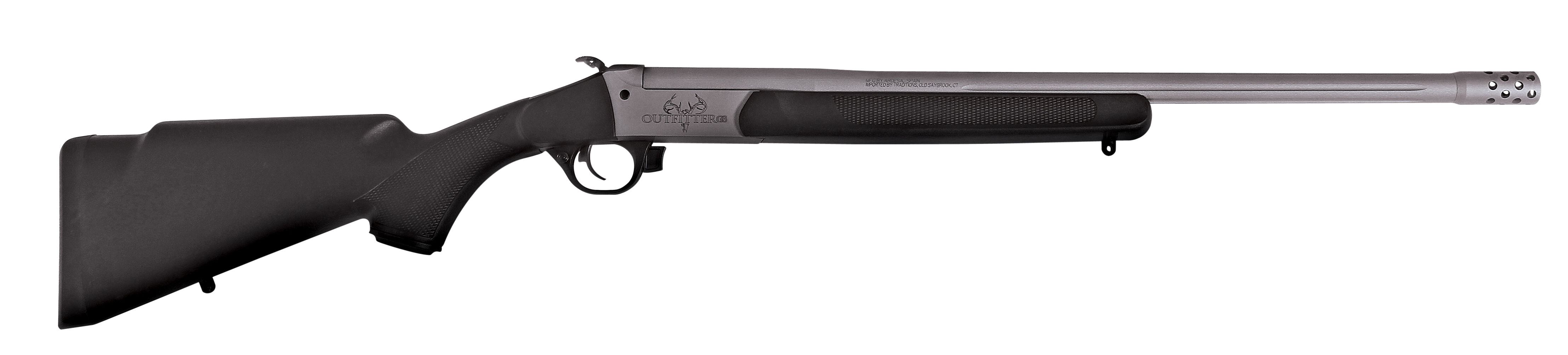 Traditions CR351130WT Outfitter G3 Full Size 35 Whelen 1rd 22" Stainless Cerakote Fluted Threaded Barrel, Drilled & Tapped Steel Receiver, Fixed Black Synthetic Stock,