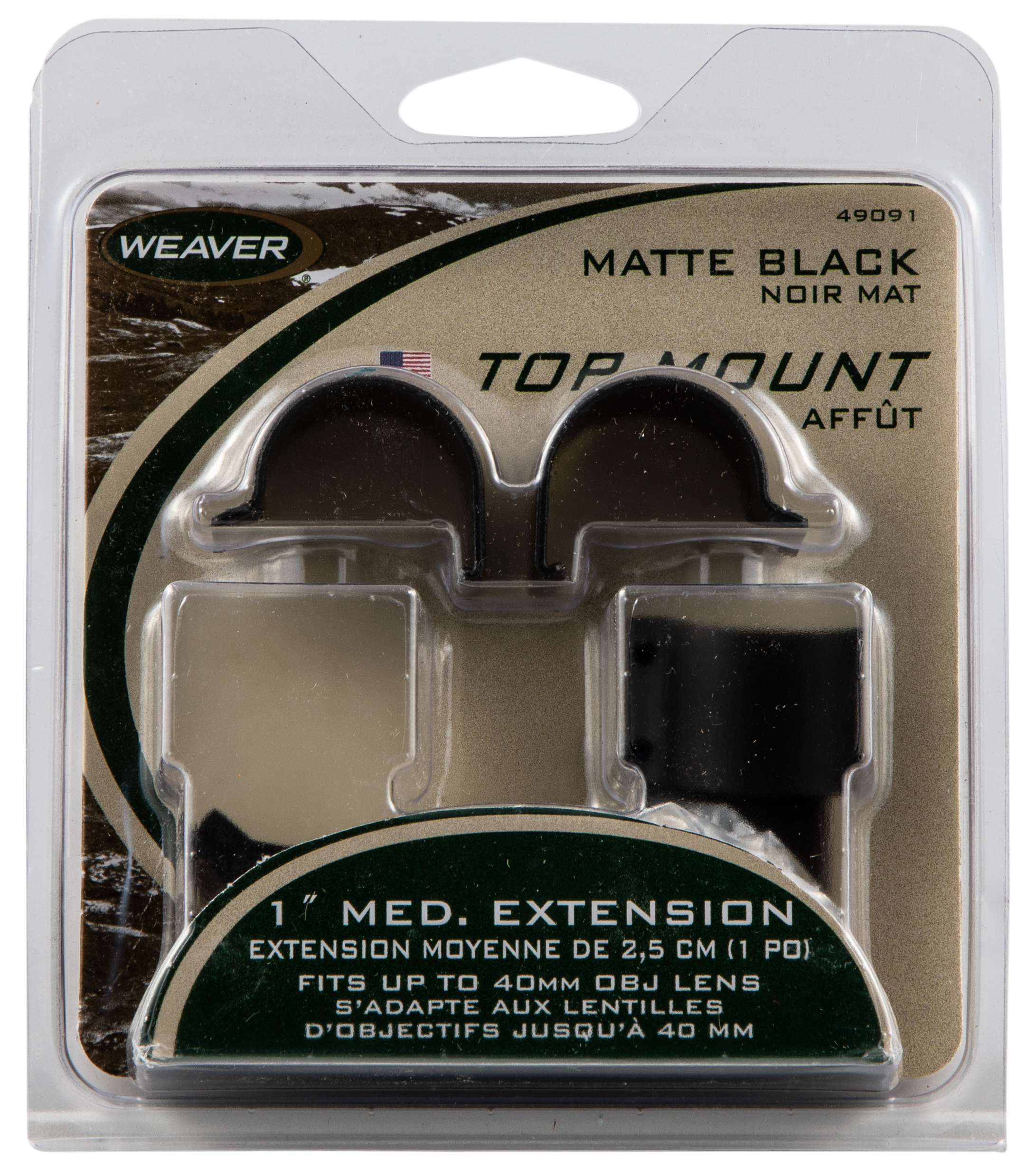 Weaver Detachable Top Mount Extension Rings 1in Medium Matte For Scope Mounts