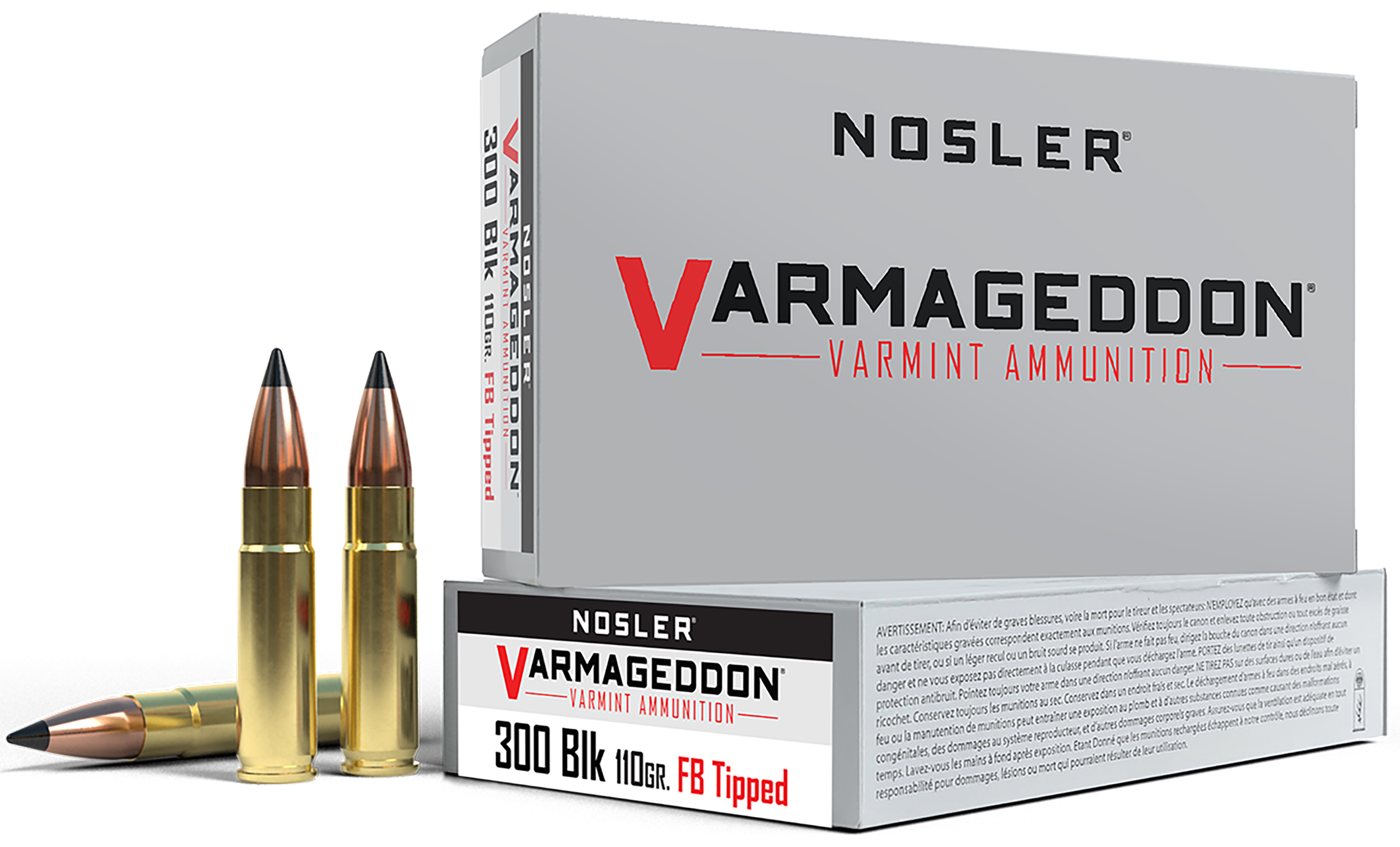 Nosler Varmageddon Rifle Ammunition 300 Blackout 110 gr. VG FBT 20 rd.