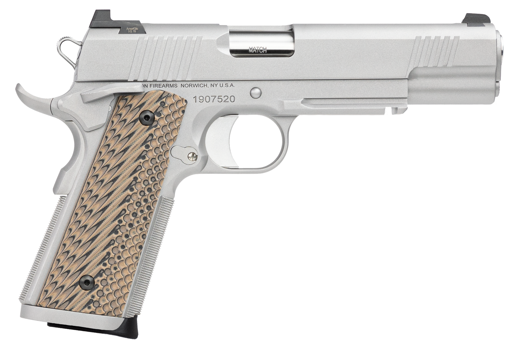 Dan Wesson 01802 Specialist  45 ACP 8+1 5" Stainless Steel Barrel, Bead Blasted Serrated Stainless Steel Slide, Frame w/Beavertail & Picatinny Rail, Black/Brown G10 Grip, Ambidextrous