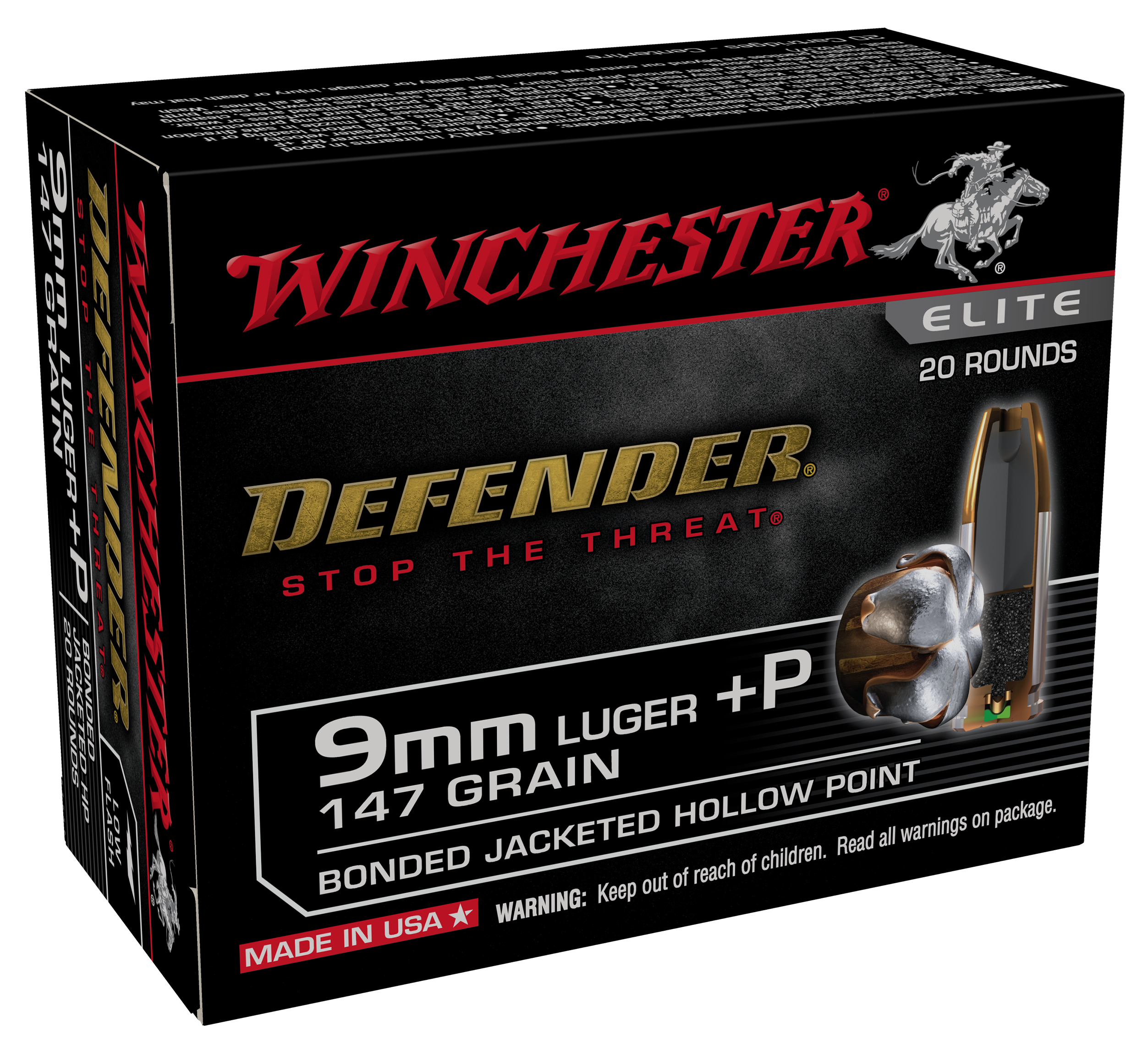 Winchester Defender 9mm Luger Jacketed Hollow Point 147 Grain 20 Rounds Winchester Defender 9mm Luger Jacketed Hollow Point 147 Grain 20 Rounds
