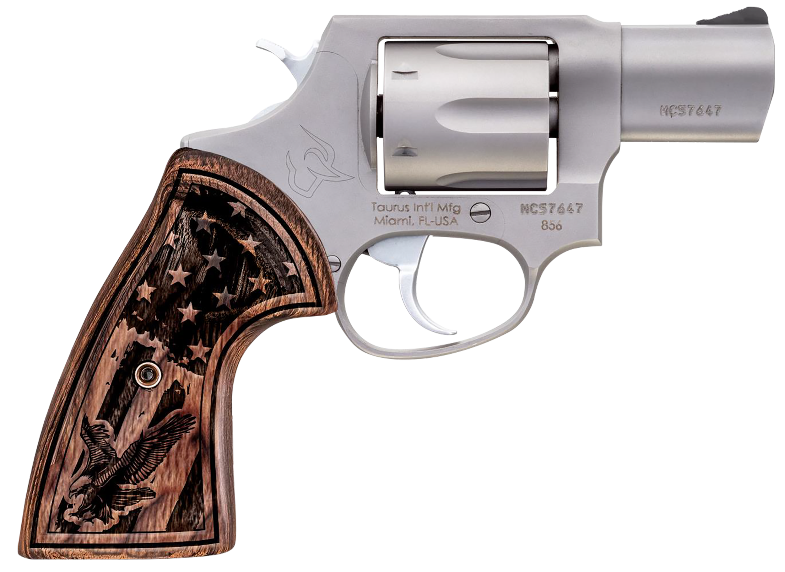Taurus 856 US1 .38 Special 2 Inch 6 Rounds Stainless Steel Engraved Walnut Grip