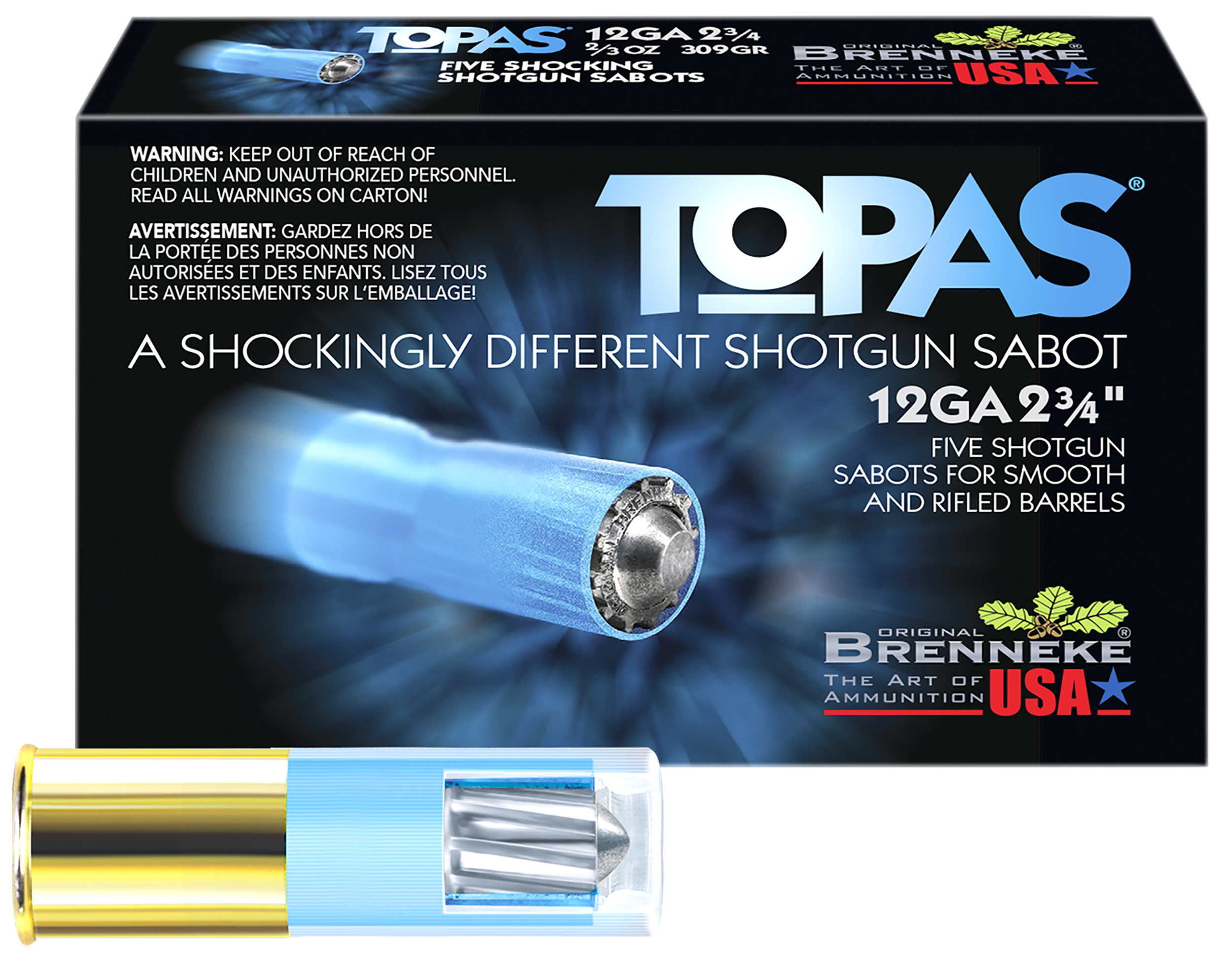 Brenneke TOPAS Sabot Slugs 12ga. 2 3/4 in. 2/3 oz. 5 rd.