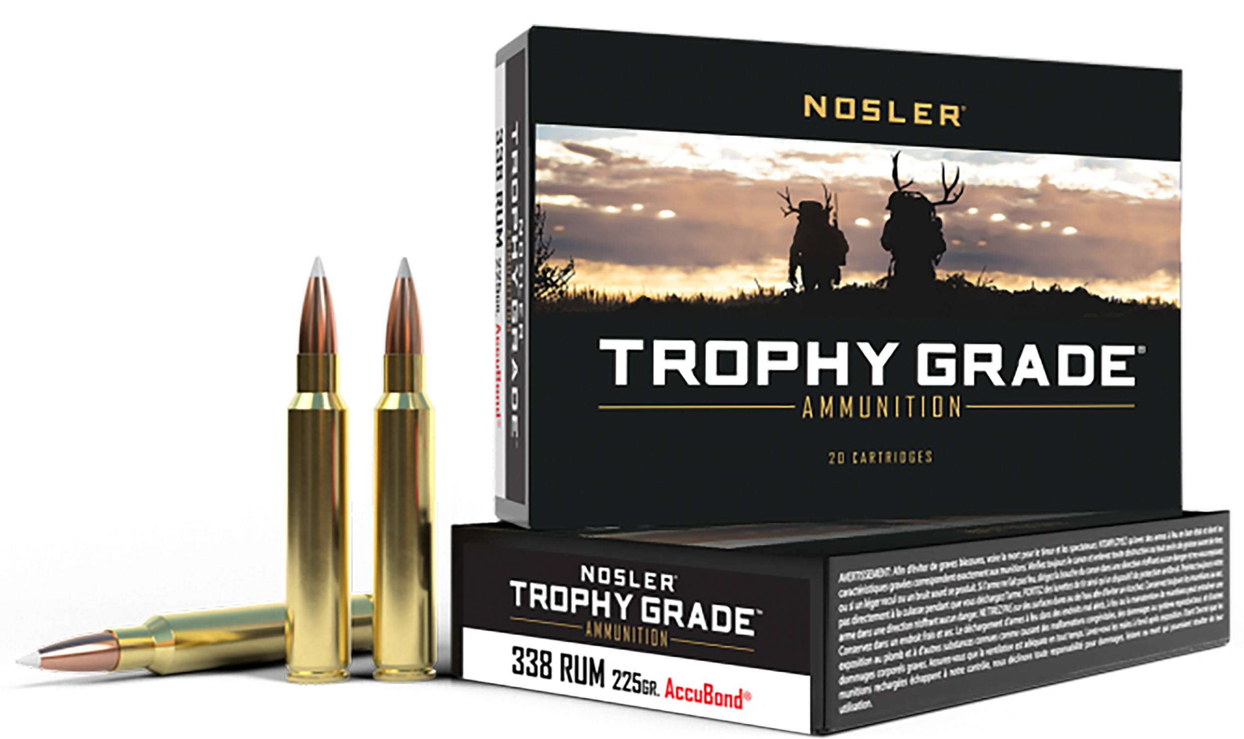 Nosler 60083 Trophy Grade  338RUM 225gr Nosler AccuBond 20 Rounds