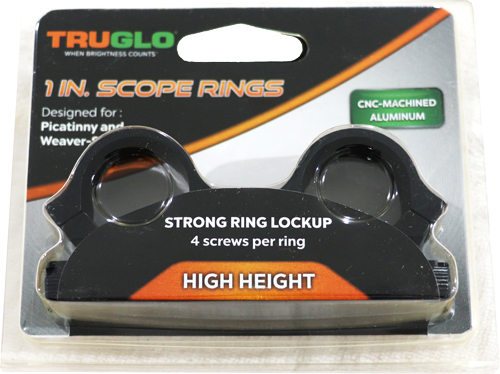 Truglo Quad Scope Rings High 1in Weaver Picatinny Mount for Optics