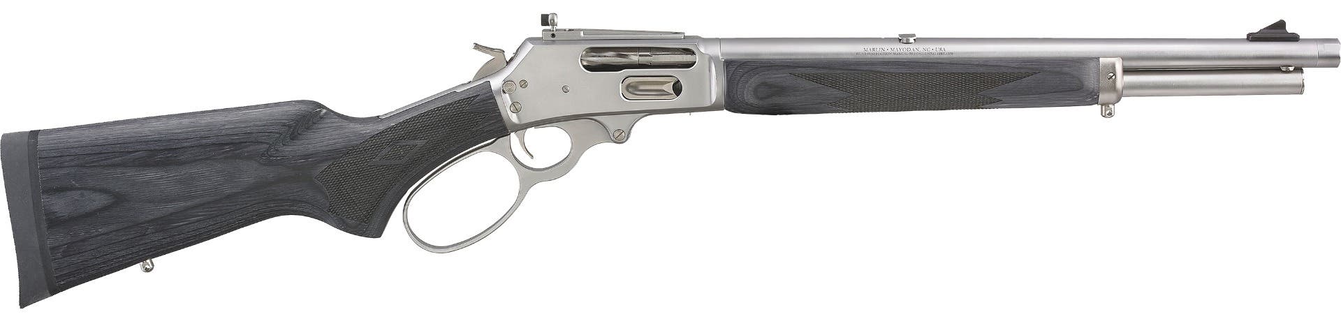 Marlin 70450 1895 Trapper Full Size 45-70 Gov 5+1 16.10" Polished Stainless Steel Threaded Barrel, Polished Stainless Stainless Steel Receiver, Fixed Black Laminate Stock - 70450 - 736676704507