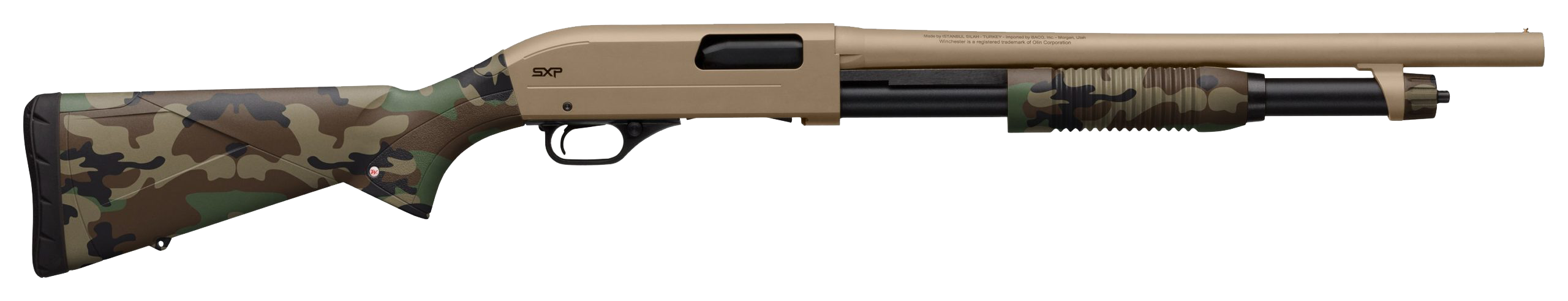 Winchester SXP Defender 20GA, 18in. Barrel, 5rd, Woodland Camo Stock & Forend - FDE (48702024412)
