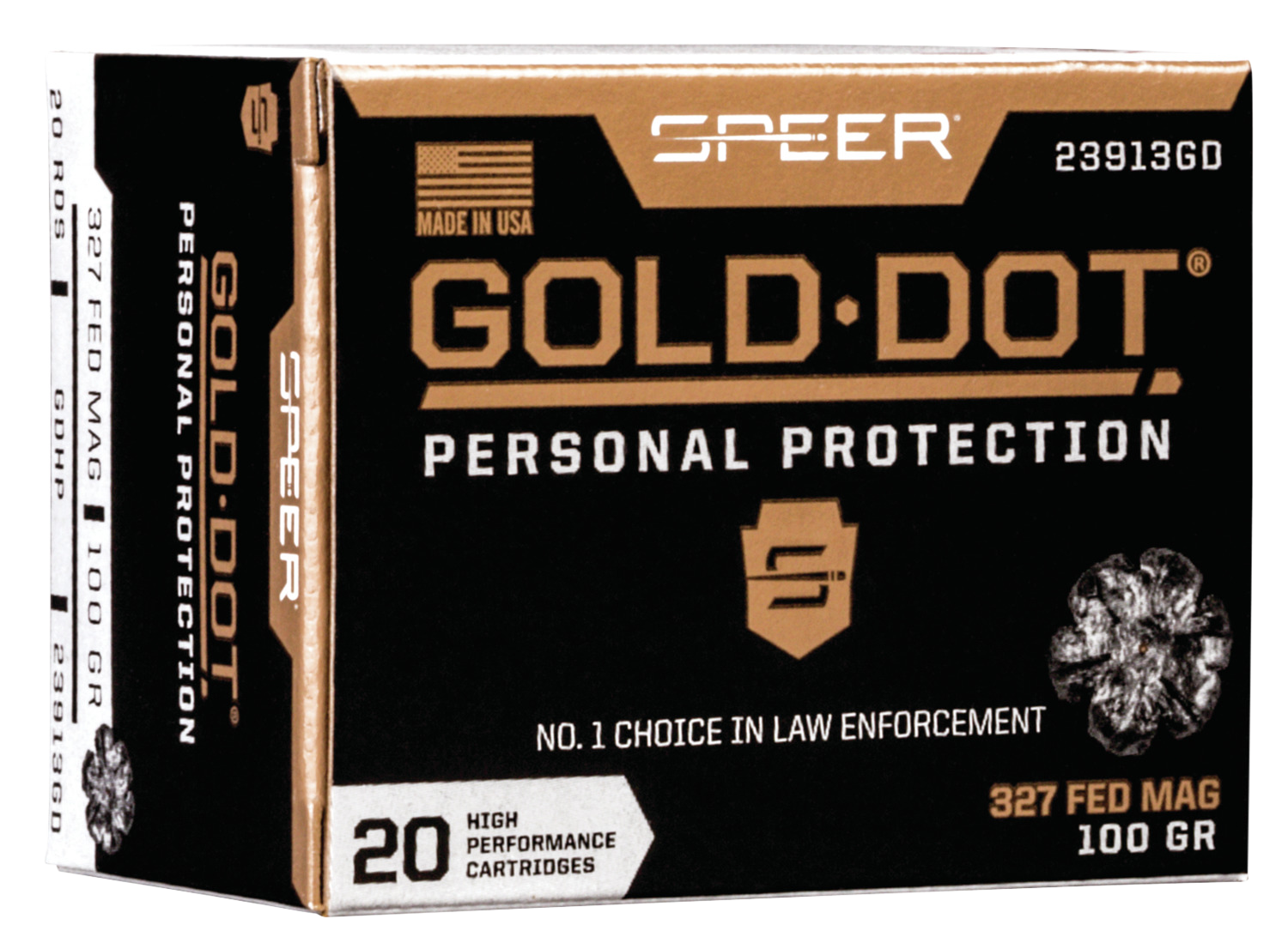 Speer 23913GD Gold Dot Personal Protection 327FederalMag 100gr Hollow Point 20 Rounds