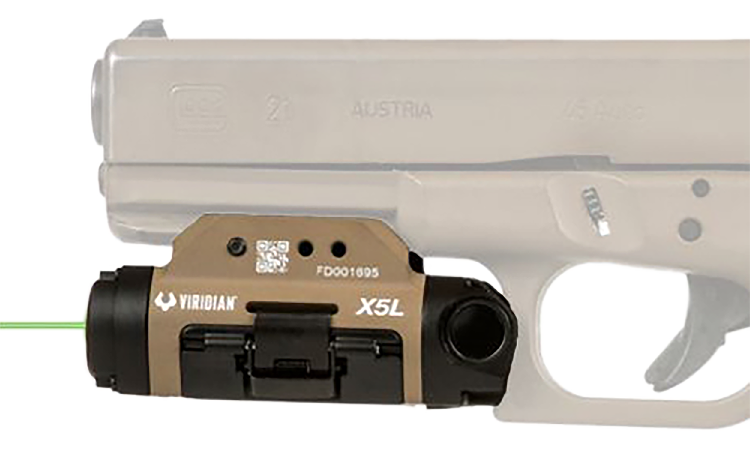 Viridian X5L-FDE Gen 3 Universal Rail Light Green Laser 500 Lumens