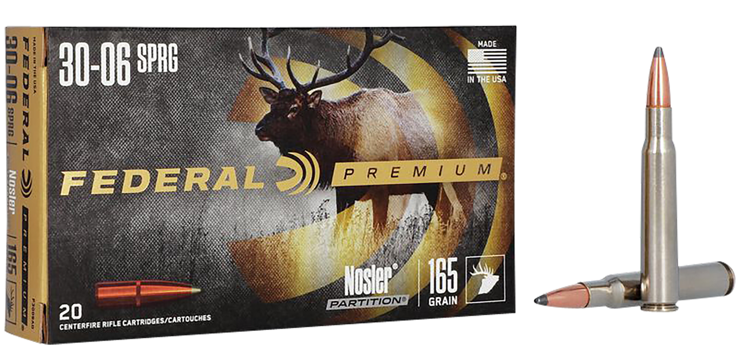 Federal Vital-Shok Rifle Ammo 30-06 Sprg. 165 gr. Nosler Partition 20 rd.