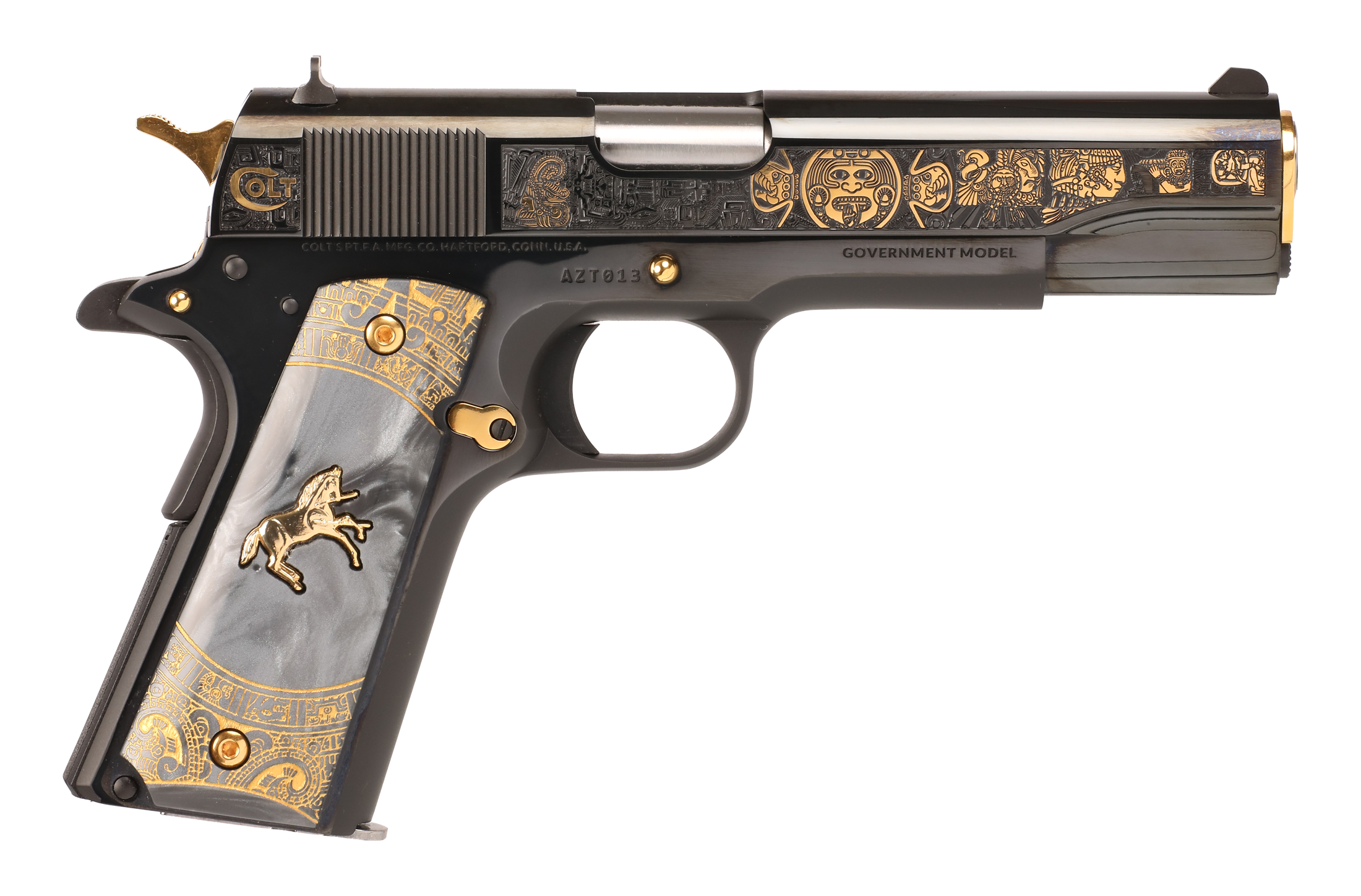 Colt 1911 Ser 70 38 Super 4.25 Inch 8 Rounds Gold Finish