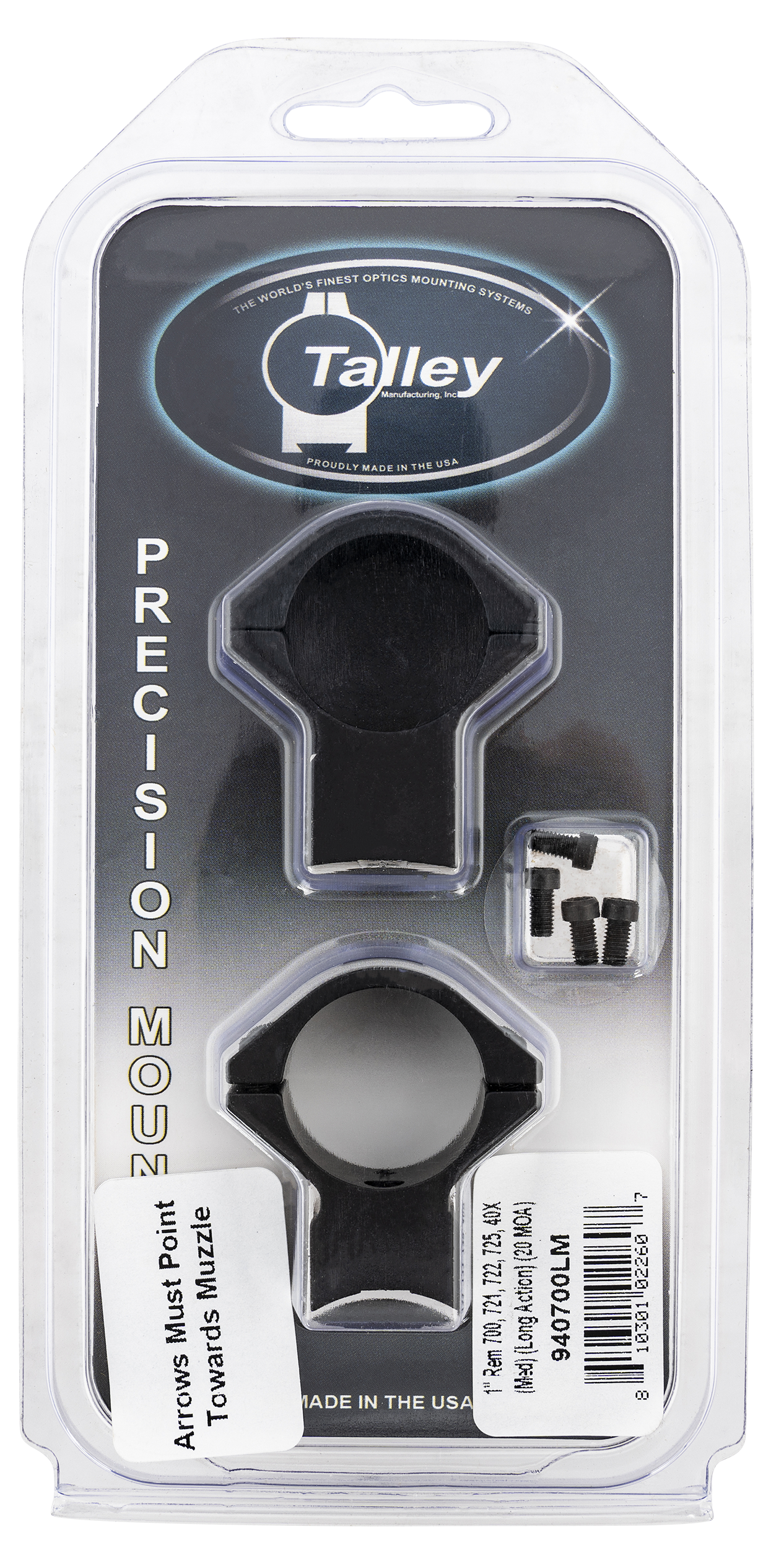 Talley Manufacturing Remington 700 Scope Mount Ring Combo 1in Medium 20 MOA