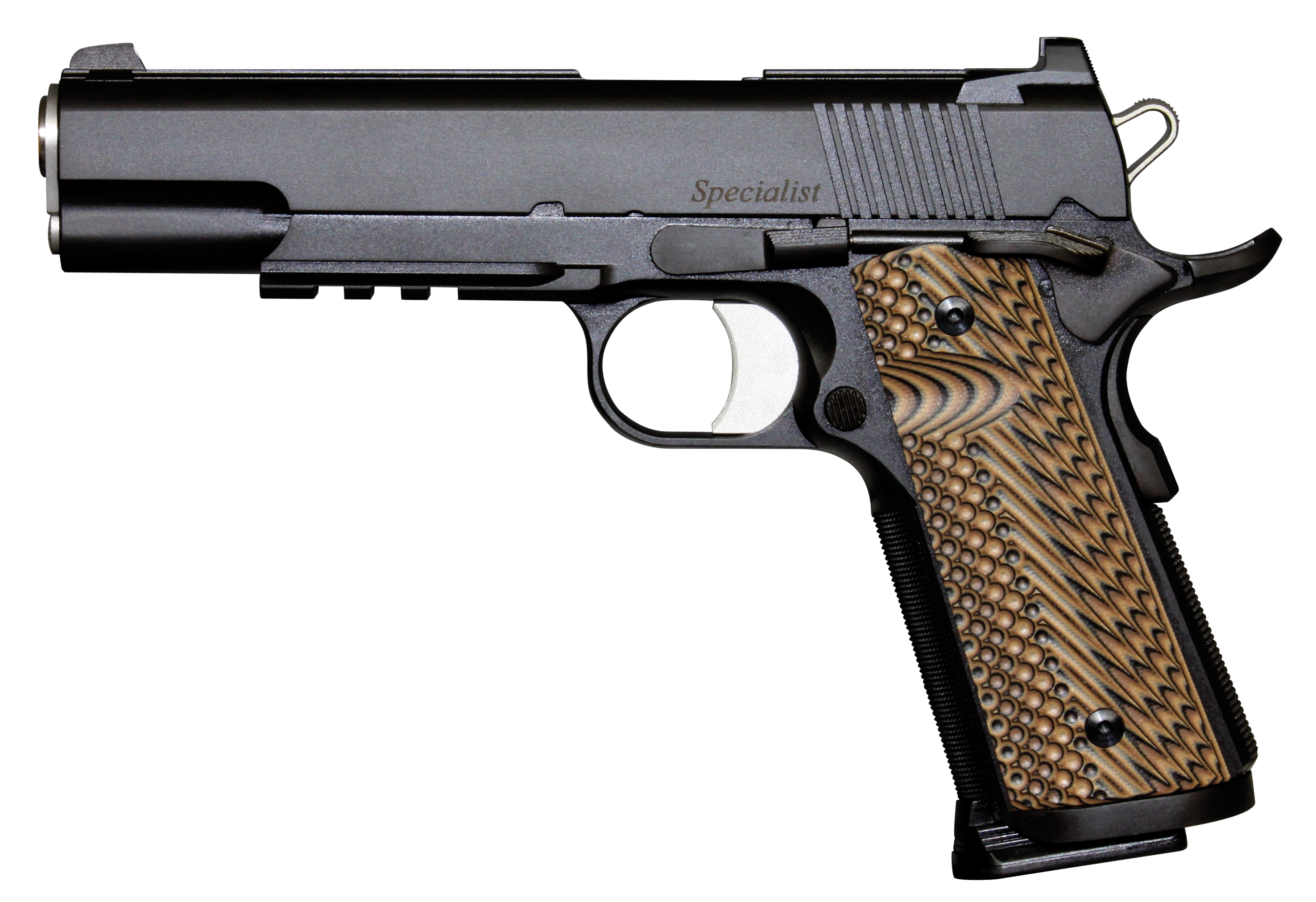 CZ Dan Wesson Specialist .45 ACP 5in 8rd Stainless Barrel Black Duty Slide Brown G10 Grip Ambidextrous