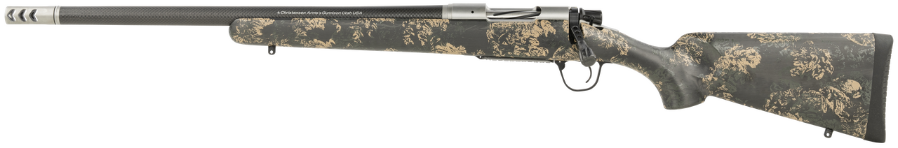 Christensen Arms 8010617300 Ridgeline FFT 6.5 PRC 3+1 20" Carbon Fiber/Threaded Barrel, Stainless Steel, Green with Black/Tan Accents Stock,