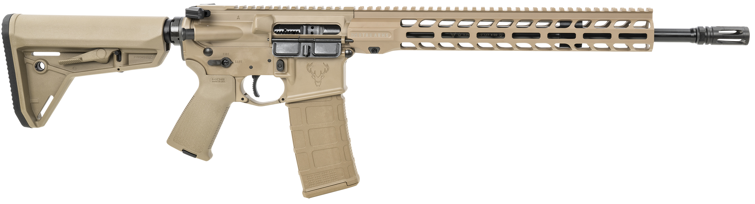 Stag Arms STAG15000242 Stag 15 Tactical 5.56x45mm NATO 16" Barrel, 30+1 Optic Ready, Overall Flat Dark Earth, Magpul  Stock & MOE Grip