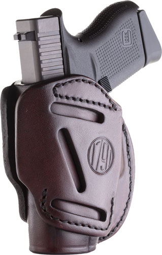 1791 Gunleather 3WH2SBRA 3-Way  IWB/OWB Size 02 Signature Brown Leather Belt Loop Compatible w/ Ruger LCP Compatible w/ Glock 42 Compatible w/ S&W Bodyguard Ambidextrous Hand - 3WH2SBRA - 816161020197