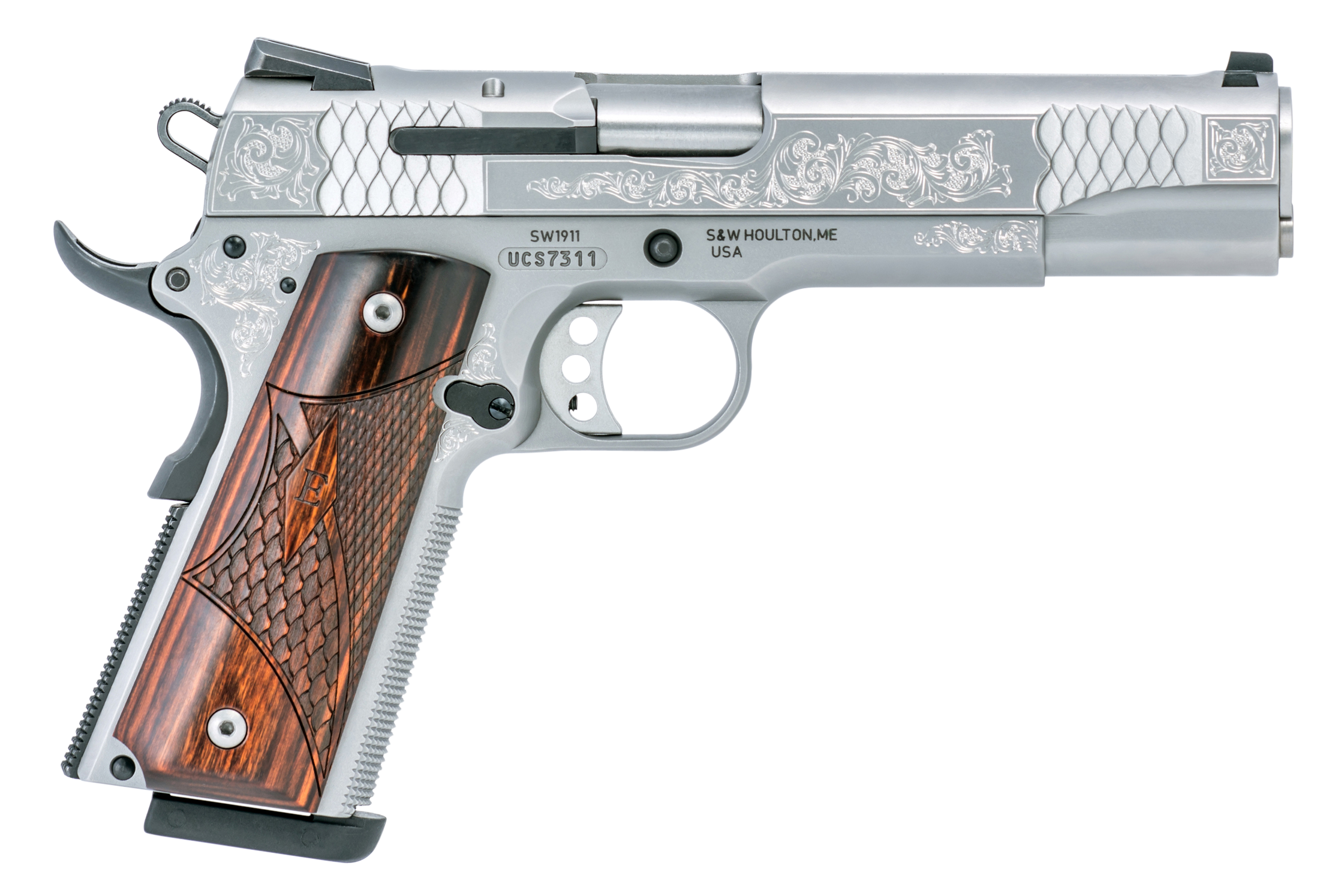 Smith & Wesson 1911 45 ACP 5in 8rd Matte Engraved Stainless