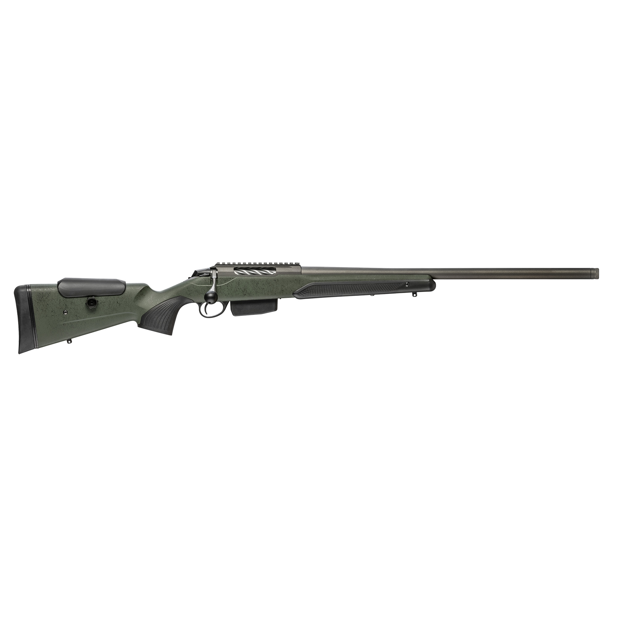 Tikka JRTXRSV315 T3x Super Varmint 243 Win 5+1 23.70" Tungsten Cerakote Barrel, Tungsten Cerakote Steel Receiver, Black Webbed Green/ Roughtech Stock