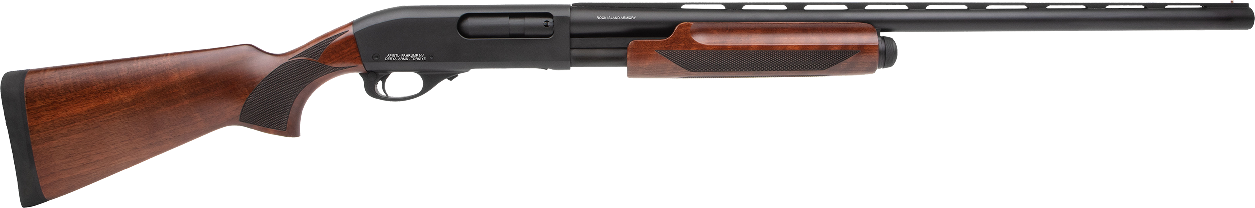 Armscor Pump Action Waterfowl 12GA, 28in. Barrel, 4rd, Wood Stock & Forend - Black (PA12MNL28)