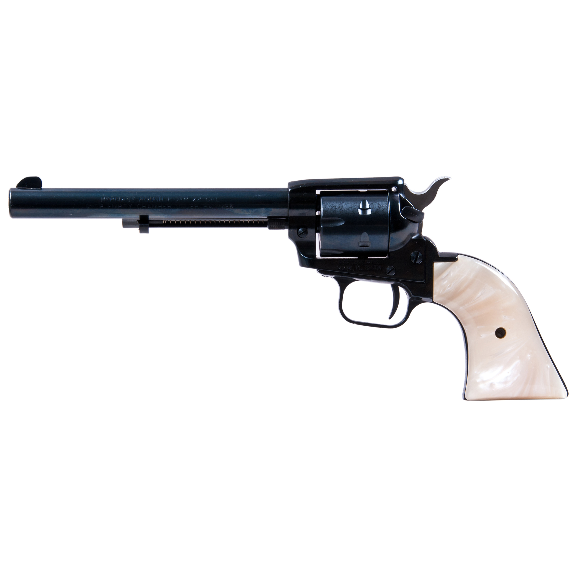 Heritage Rough Rider Revolver - Black | .22 LR / .22 WMR | 6.5" Barrel | 6rd | Altamont White Pearl Grips - RR22MB6PRL - 727962500361