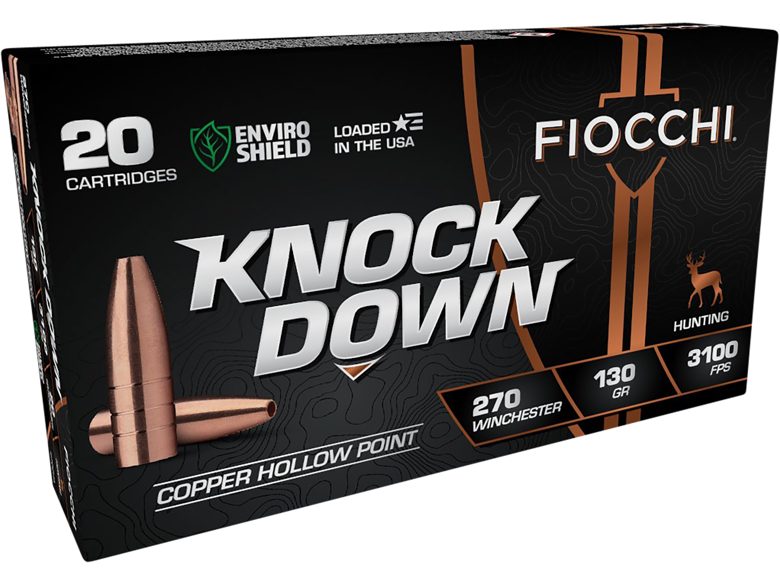 Fiocchi Knock Down Rifle Ammo 270 Win. 130 gr. Copper HP 20 rd.
