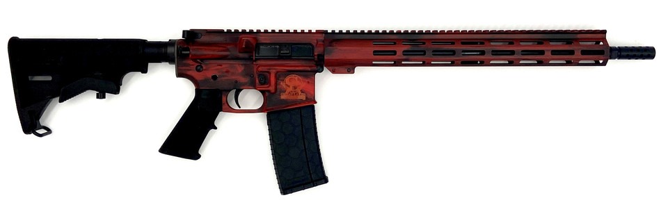 GLFA AR15 Rifle - Battleworn Lipstick Red | .223 Wylde | 16" Heavy Barrel | 15.25" M-LOK Handguard