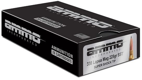 Ammo Inc 338LM225STA20 Hunt Long Range 338Lapua Mag 225gr Super Shock Tip 20 Rounds