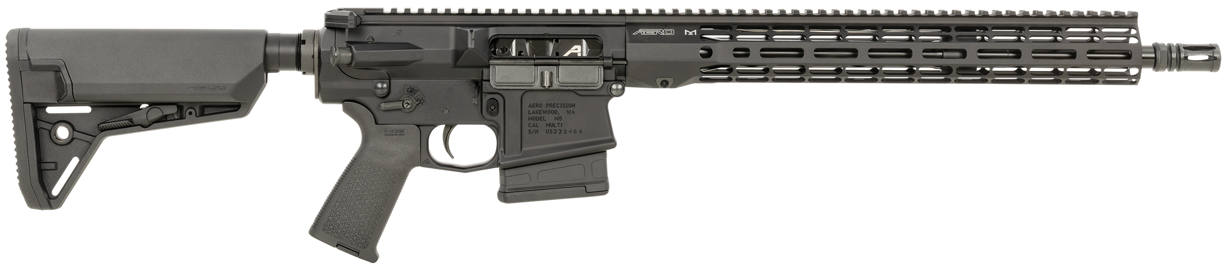 Aero Precision M5 308 Winchester 16in 10rd Black Finish Magpul MOE Grip SL-S Stock