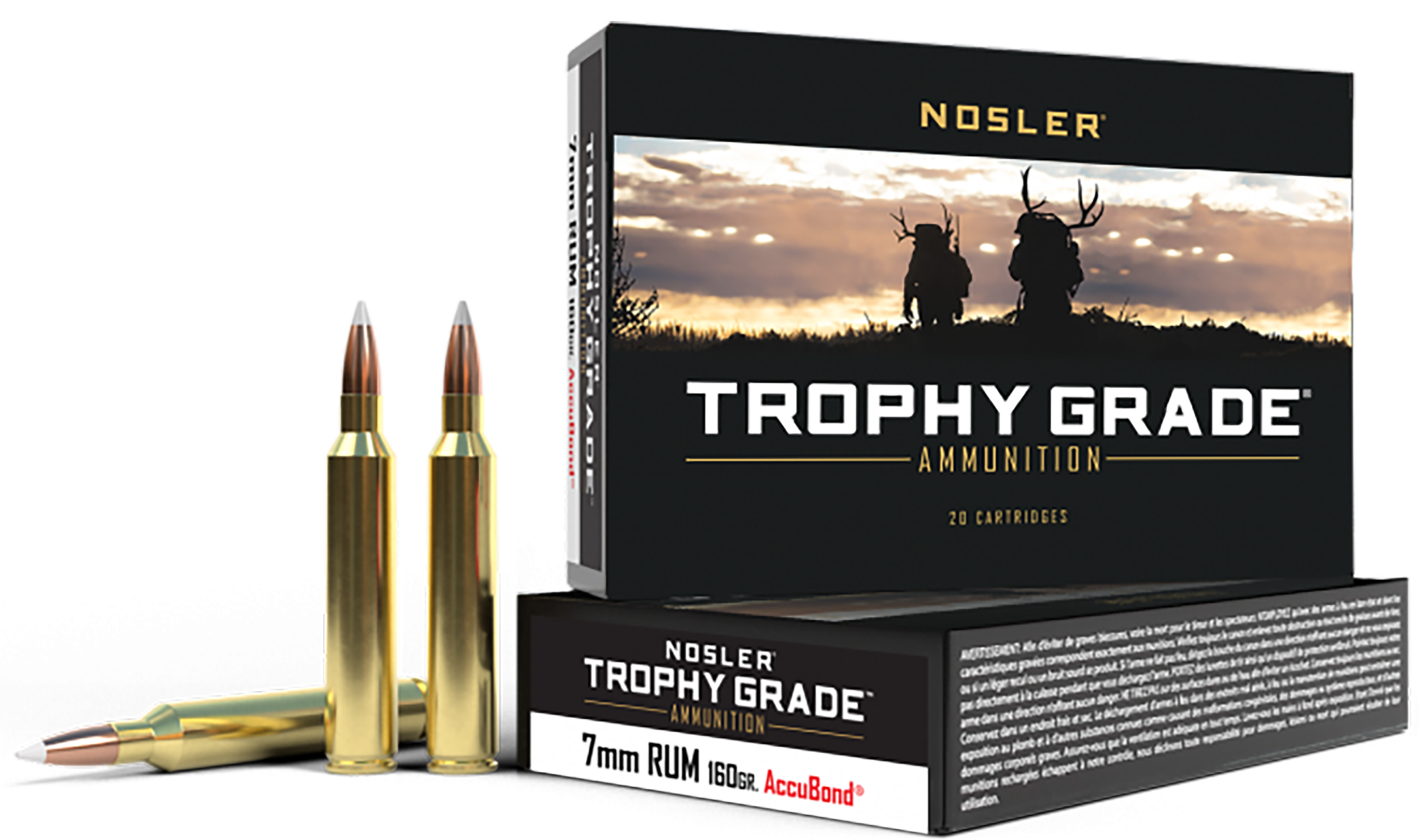 Nosler Trophy Grade Rifle Ammunition 7mm RUM 160 gr. PT SP 20 rd.