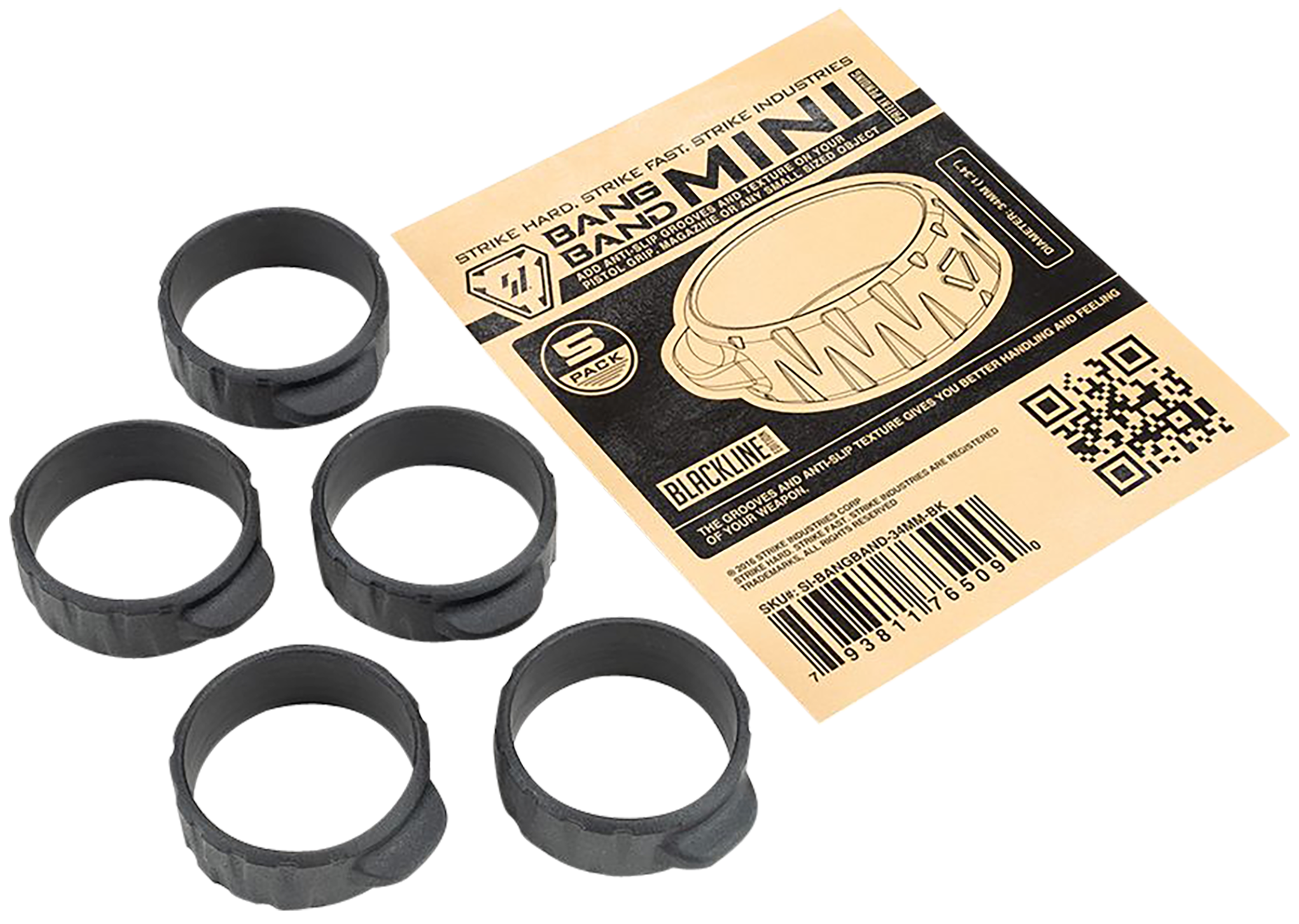 Strike Industries BANGBAND34MMBK Bang Band Mini 34mm Made of Black Rubber 5 Pack                                                                                                                        