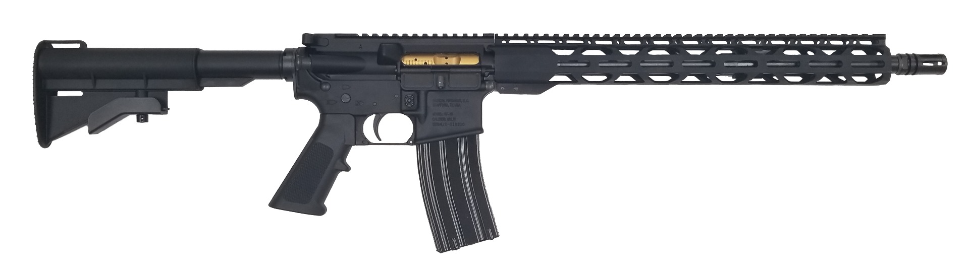 Radical Firearms Forged AR15 Rifle - Black | 5.56NATO | 16" Barrel | 15" Free Float M-LOK Thin Rail | TiN (Gold) PVD BCG | CAR-15 Style Stock