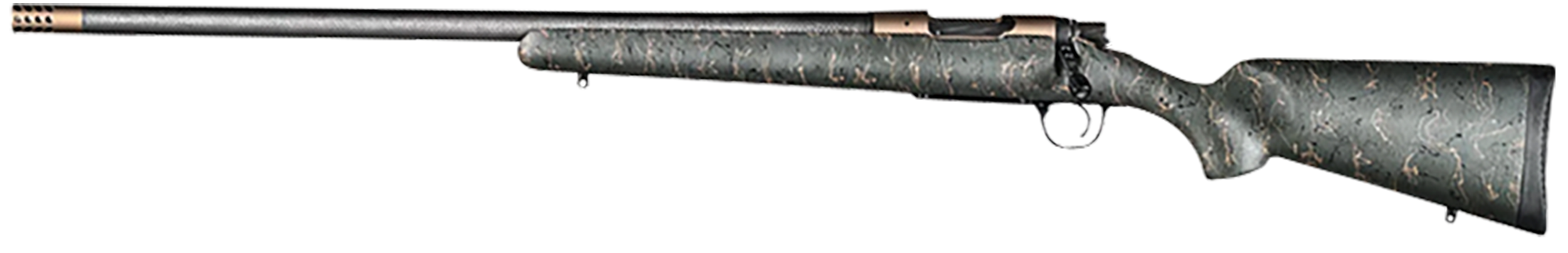 Christensen Arms 8010603701 Ridgeline  6.5 Creedmoor 4+1 20" Carbon Fiber/Threaded Barrel, Burnt Bronze Cerakote, Green with Black/Tan Webbing Stock,