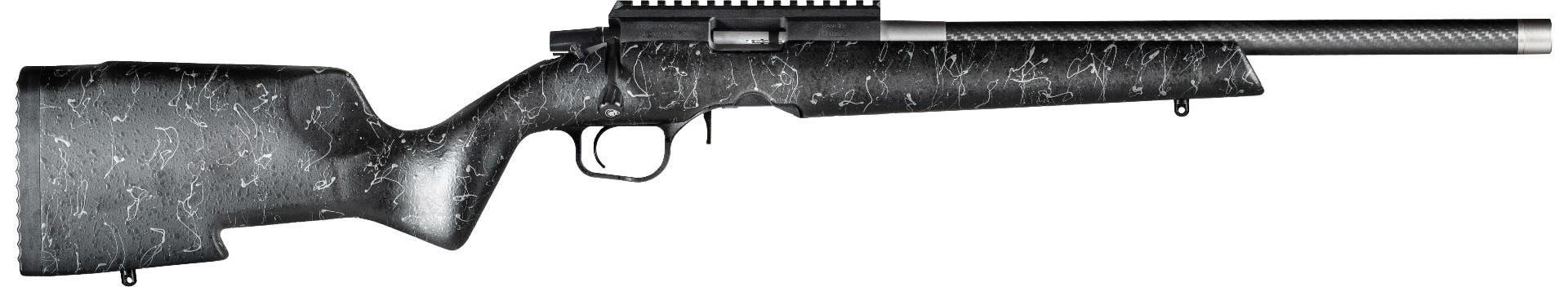 Christensen Arms 8011201400 Ranger  Full Size 17 HMR 9+1, 18" Black Carbon Fiber Threaded Barrel, Black Anodized Aluminum Receiver, Black w/Gray Webbing Fixed w/Aluminum Pillars Stock - 8011201400 - 696528095934