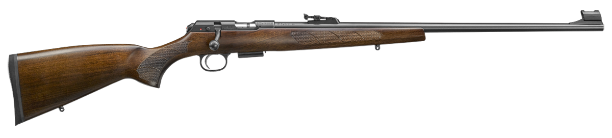CZ-USA 02303 CZ 457 Lux Full Size 17 HMR 5+1 24" Black Nitride Black Nitride Steel Receiver Turkish Walnut Fixed European-Style Stock