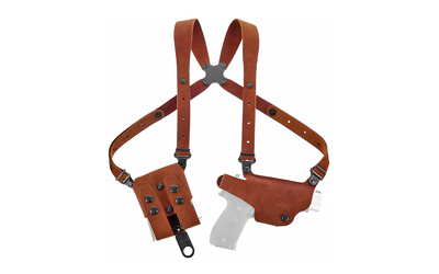 Galco CL2224 Classic Lite 2.0 Shoulder System Fits Chest Up To 56", Natural Leather, Compatible w/Glock 17/19/Glock 22 Gen2-5, Right Hand *Worn, Missing Mag Carrier - CL2224 - 601299019928